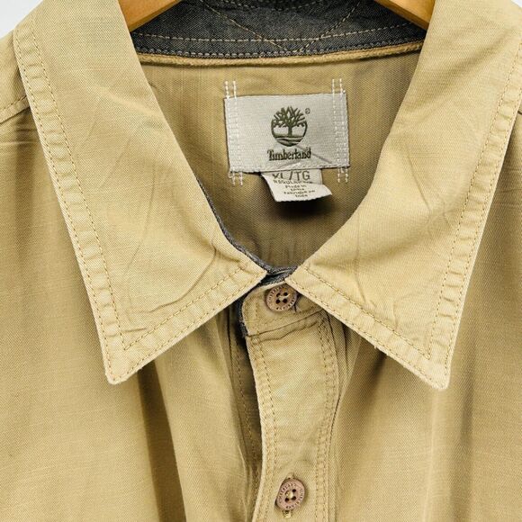 Timberland Brown Khaki Long Sleeve Button Down Shirt Men's Size XL - Picture 2 of 9
